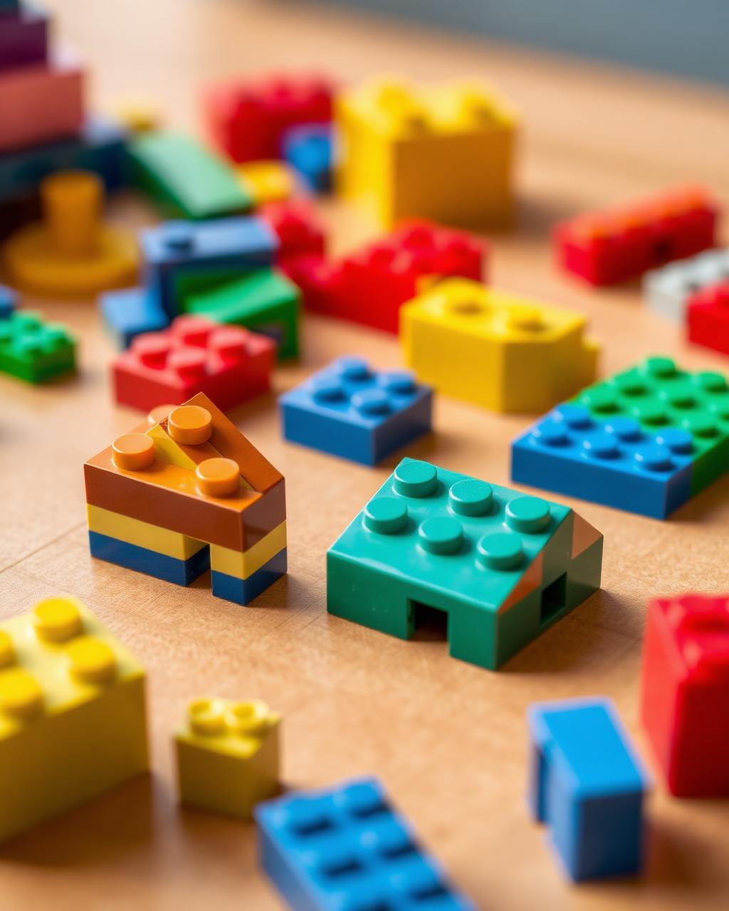 Plastic building bricks on a table