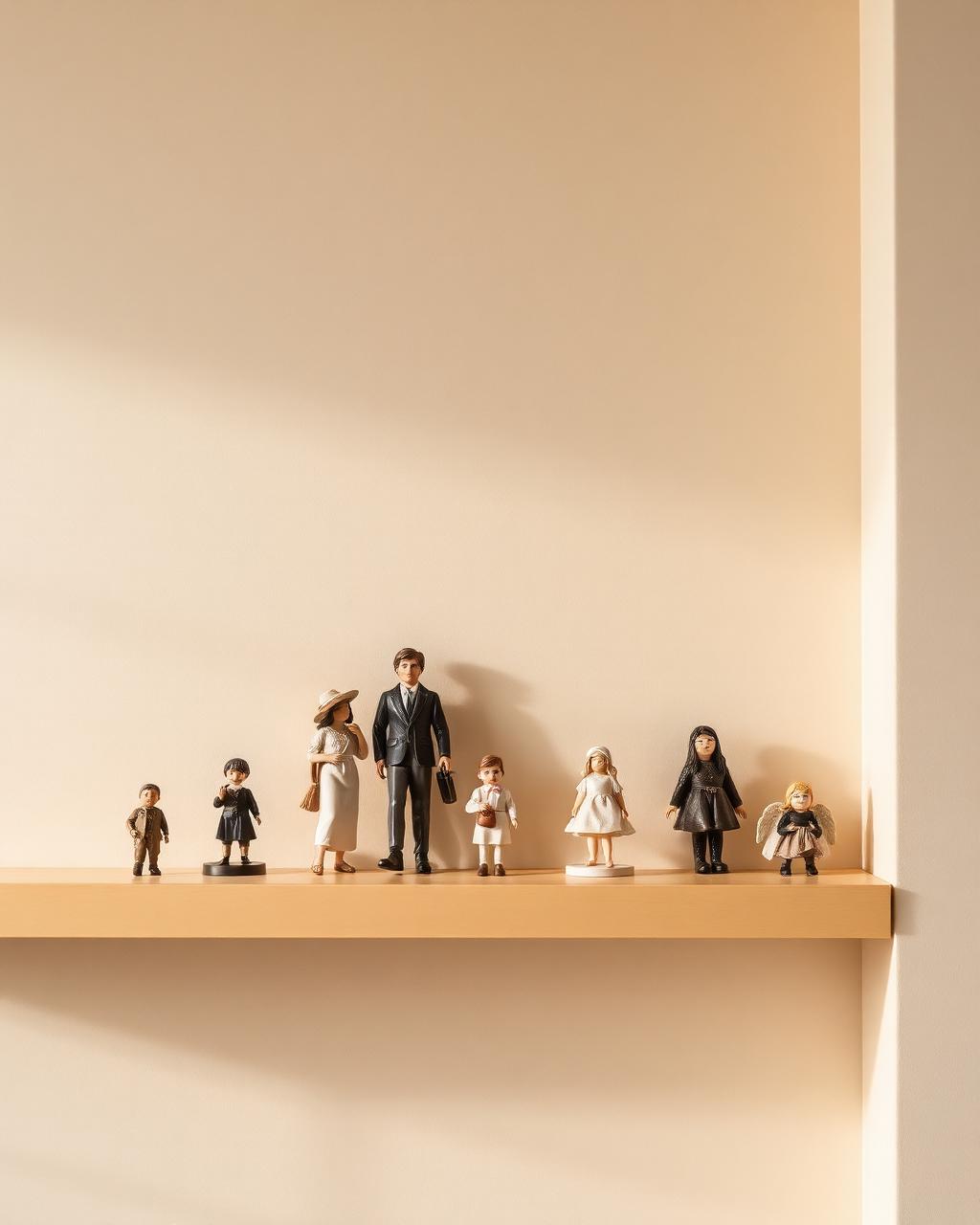 Collectable figurines on a shelf